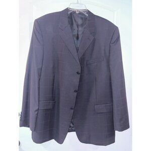 Jones NY‎ Men’s 48R Sport Coat/Blazer Wool/Cashmere Blend Navy Blue Windowpane